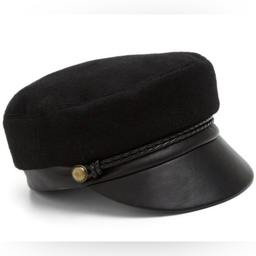 Black Eugenia Kim Elyse Camel Hair & Leather hat Excellent Condition
